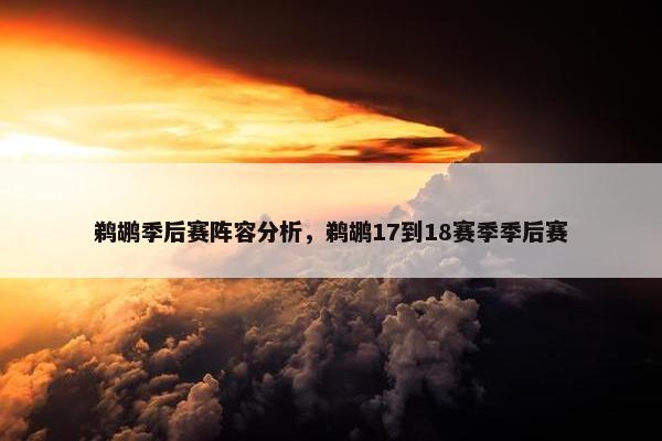鹈鹕季后赛阵容分析，鹈鹕17到18赛季季后赛