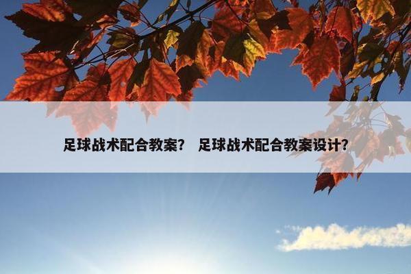 足球战术配合教案？ 足球战术配合教案设计？