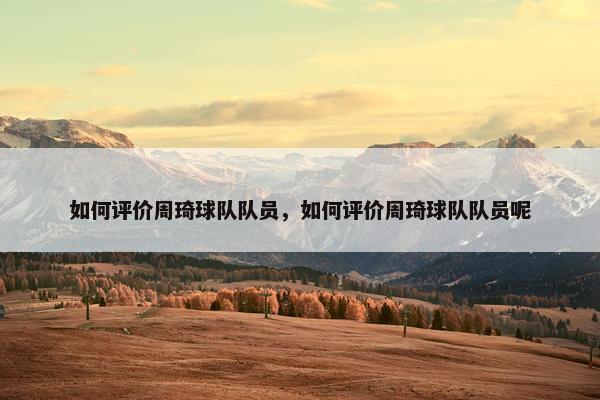 如何评价周琦球队队员，如何评价周琦球队队员呢