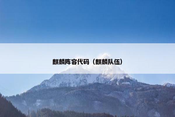 麒麟阵容代码（麒麟队伍）