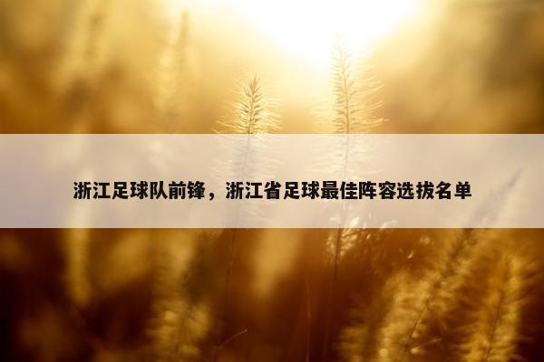 浙江足球队前锋，浙江省足球最佳阵容选拔名单