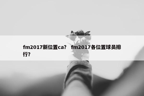 fm2017新位置ca？ fm2017各位置球员排行？