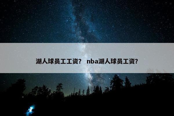 湖人球员工工资？ nba湖人球员工资？