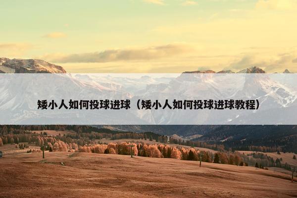 矮小人如何投球进球（矮小人如何投球进球教程）