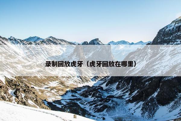 录制回放虎牙（虎牙回放在哪里）