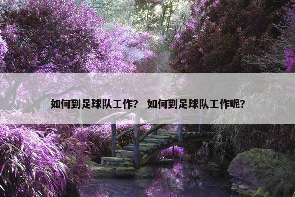 如何到足球队工作？ 如何到足球队工作呢？