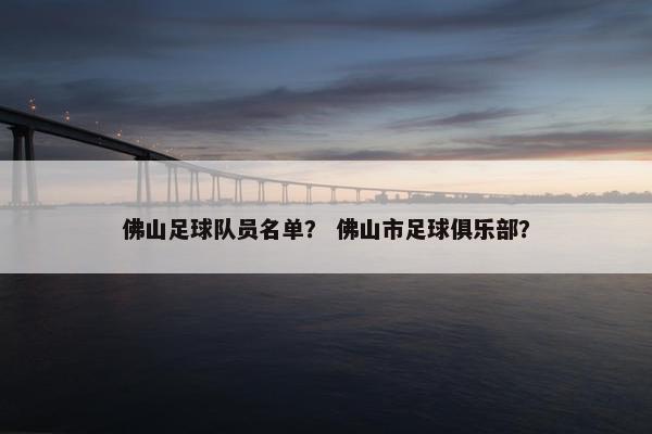 佛山足球队员名单？ 佛山市足球俱乐部？