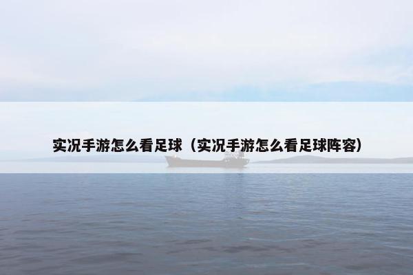 实况手游怎么看足球（实况手游怎么看足球阵容）