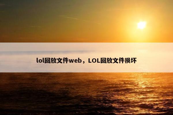 lol回放文件web，LOL回放文件损坏