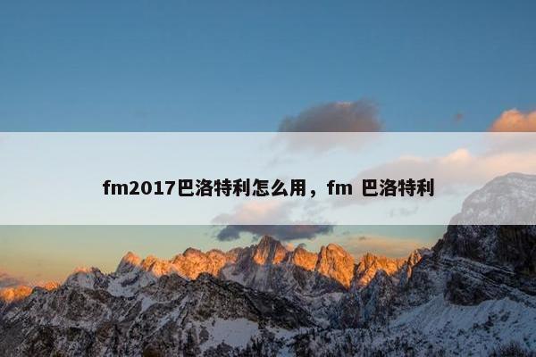 fm2017巴洛特利怎么用，fm 巴洛特利