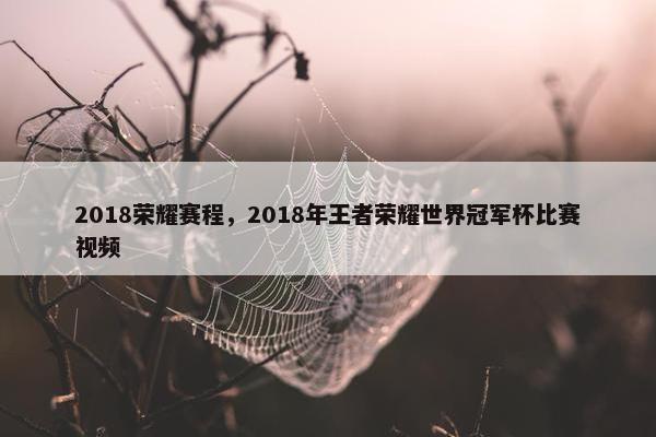 2018荣耀赛程，2018年王者荣耀世界冠军杯比赛视频
