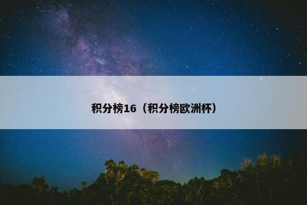 积分榜16（积分榜欧洲杯）