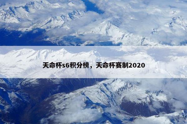 天命杯s6积分榜，天命杯赛制2020