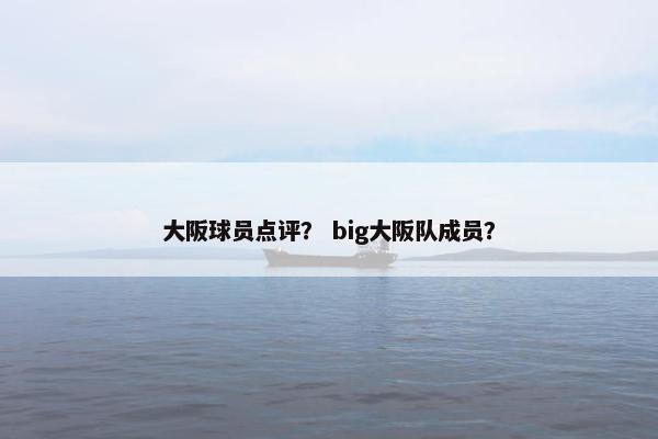 大阪球员点评？ big大阪队成员？