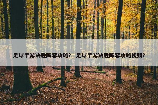 足球手游决胜阵容攻略？ 足球手游决胜阵容攻略视频？