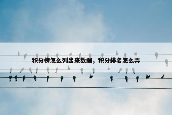 积分榜怎么列出来数据，积分排名怎么弄