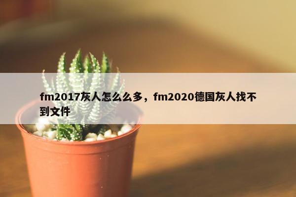 fm2017灰人怎么么多，fm2020德国灰人找不到文件