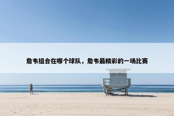 詹韦组合在哪个球队，詹韦最精彩的一场比赛
